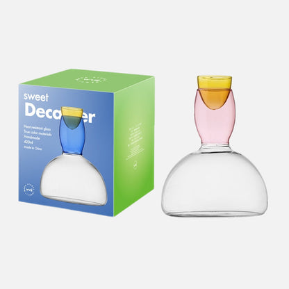 Colorful Glass Chalice and Carafe Set