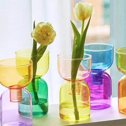 Clear Glass 2 Piece Decorative Vase