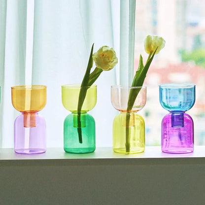 Clear Glass 2 Piece Decorative Vase