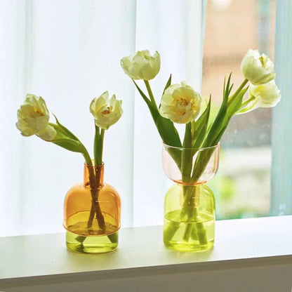 Clear Glass 2 Piece Decorative Vase