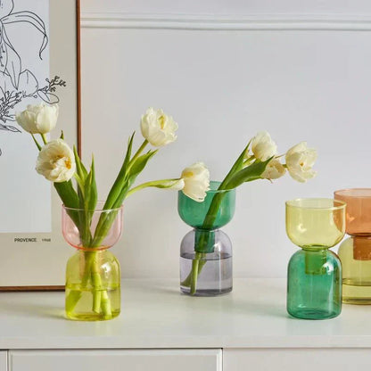 Clear Glass 2 Piece Decorative Vase