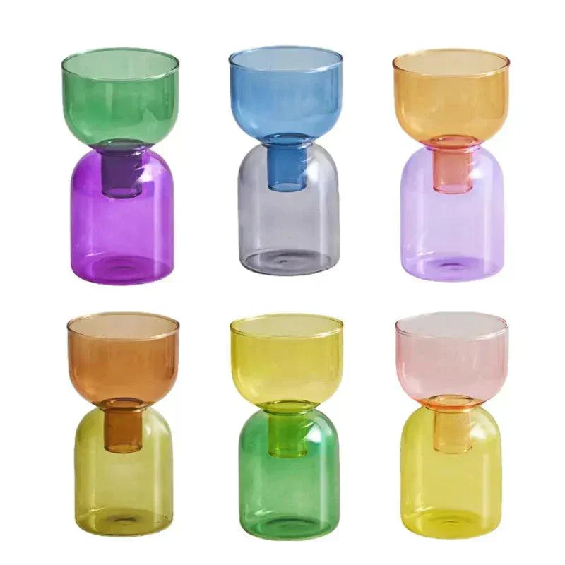 Clear Glass 2 Piece Decorative Vase