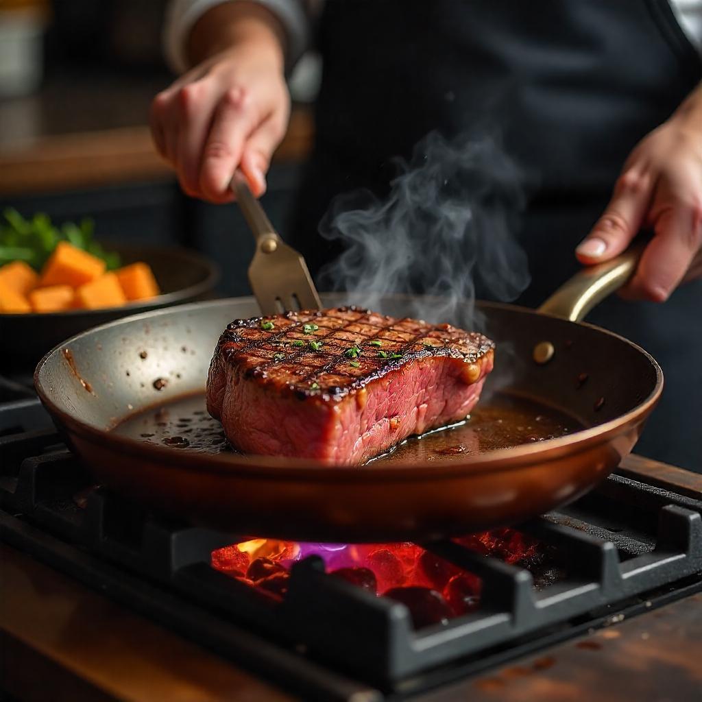 Premium Copper Frying Pan with Quick Heat Distribution