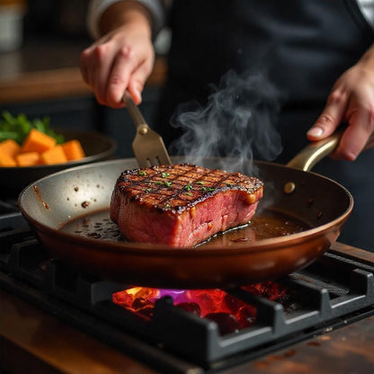 Premium Copper Frying Pan with Quick Heat Distribution