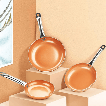 Premium Copper Frying Pan with Quick Heat Distribution
