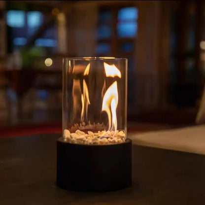 Warm Tabletop Fire Pit with Realistic Flames & Modern Style