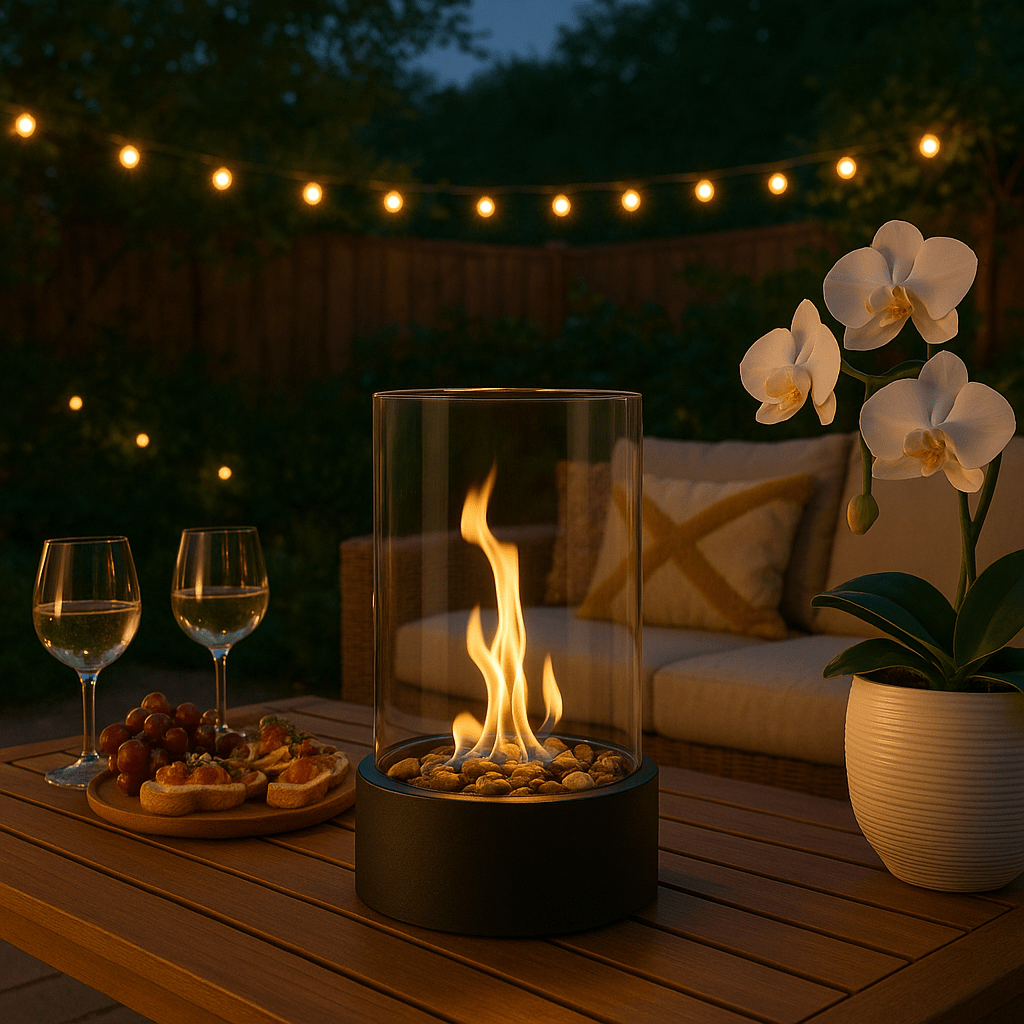 Warm Tabletop Fire Pit with Realistic Flames & Modern Style - Cofik