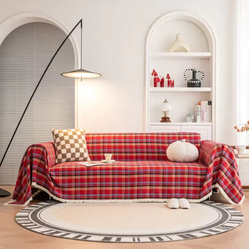 Cottage Plaid Sofa Cover