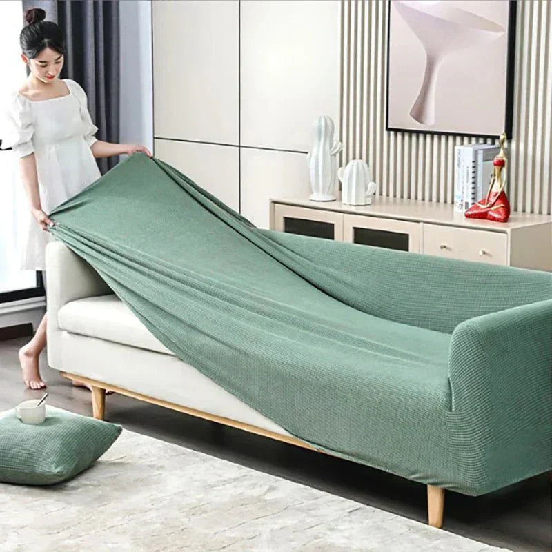 Plush Jacquard Sofa Slipcover with Grip Bottom