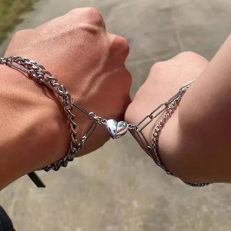 Romantic Couples Heart Link Bracelet Set - Cofik