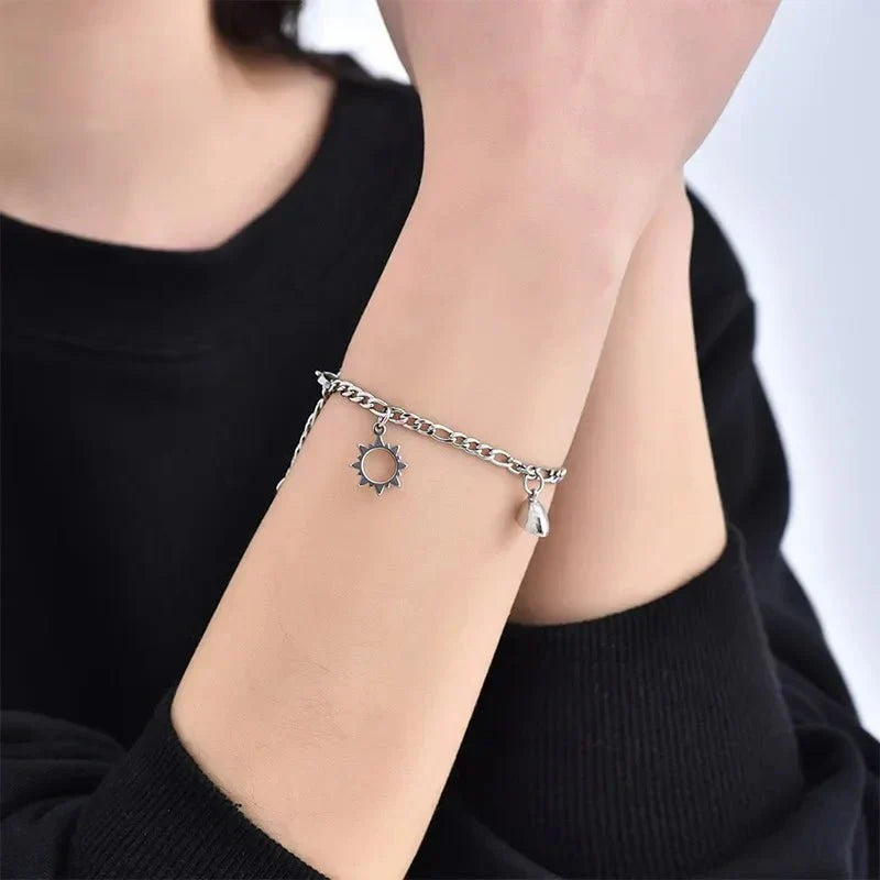 Lovely His & Hers Magnet Heart Bracelet Set