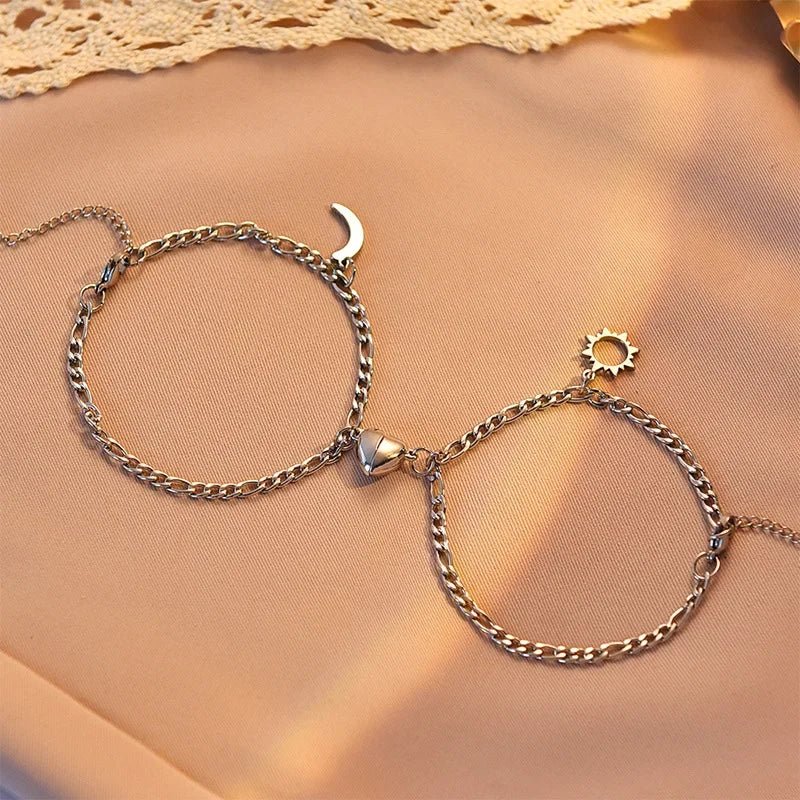 Lovely His & Hers Magnet Heart Bracelet Set