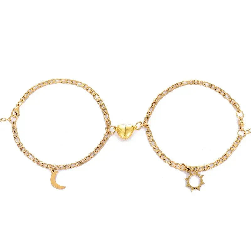 Lovely His & Hers Magnet Heart Bracelet Set - Cofik