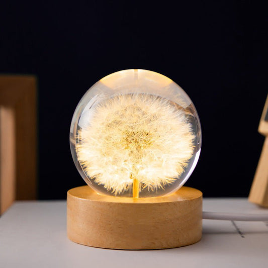 Beautiful Glass Ball Table Lamp with Floral Design - Cofik