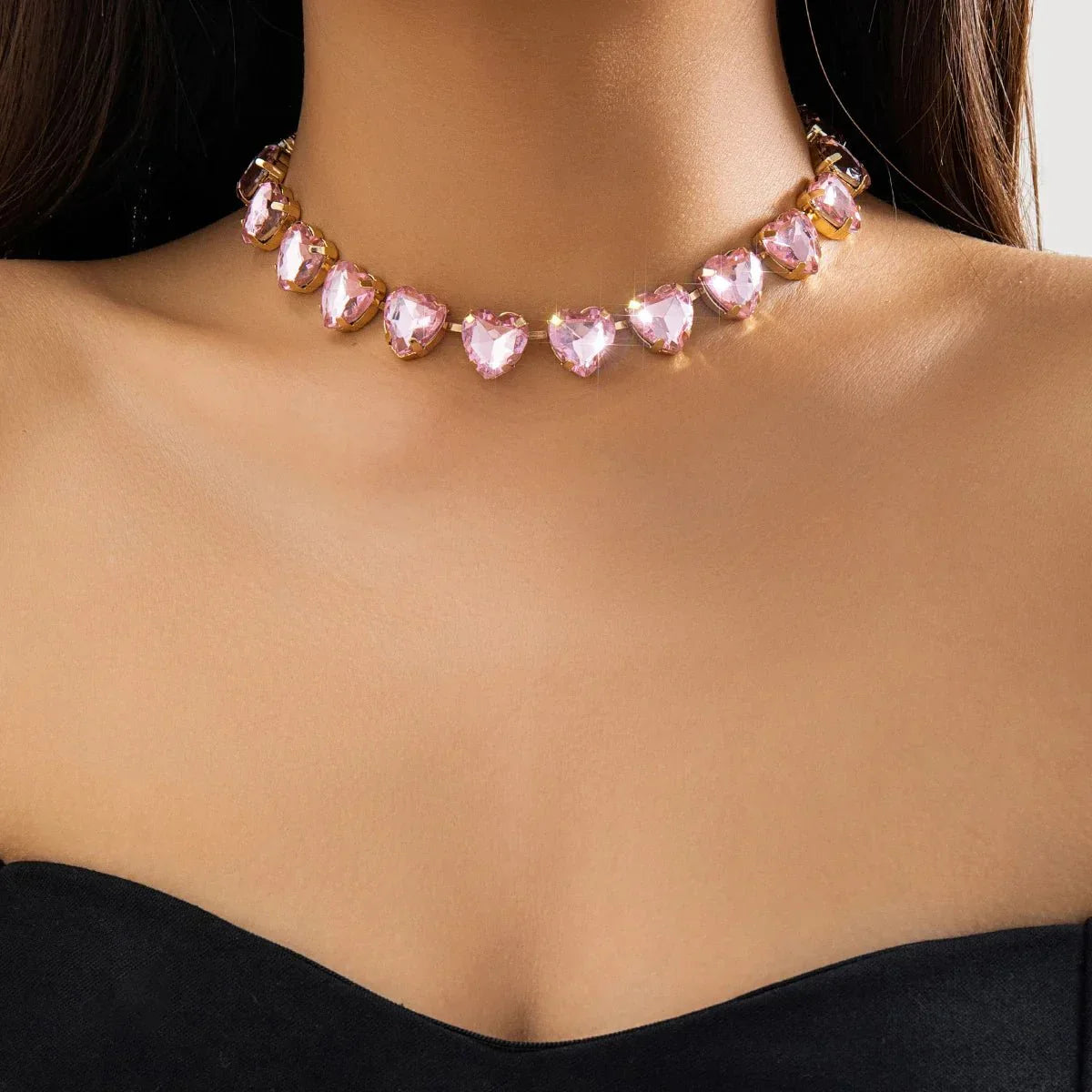 Sparkling Crystal Love Choker Necklace