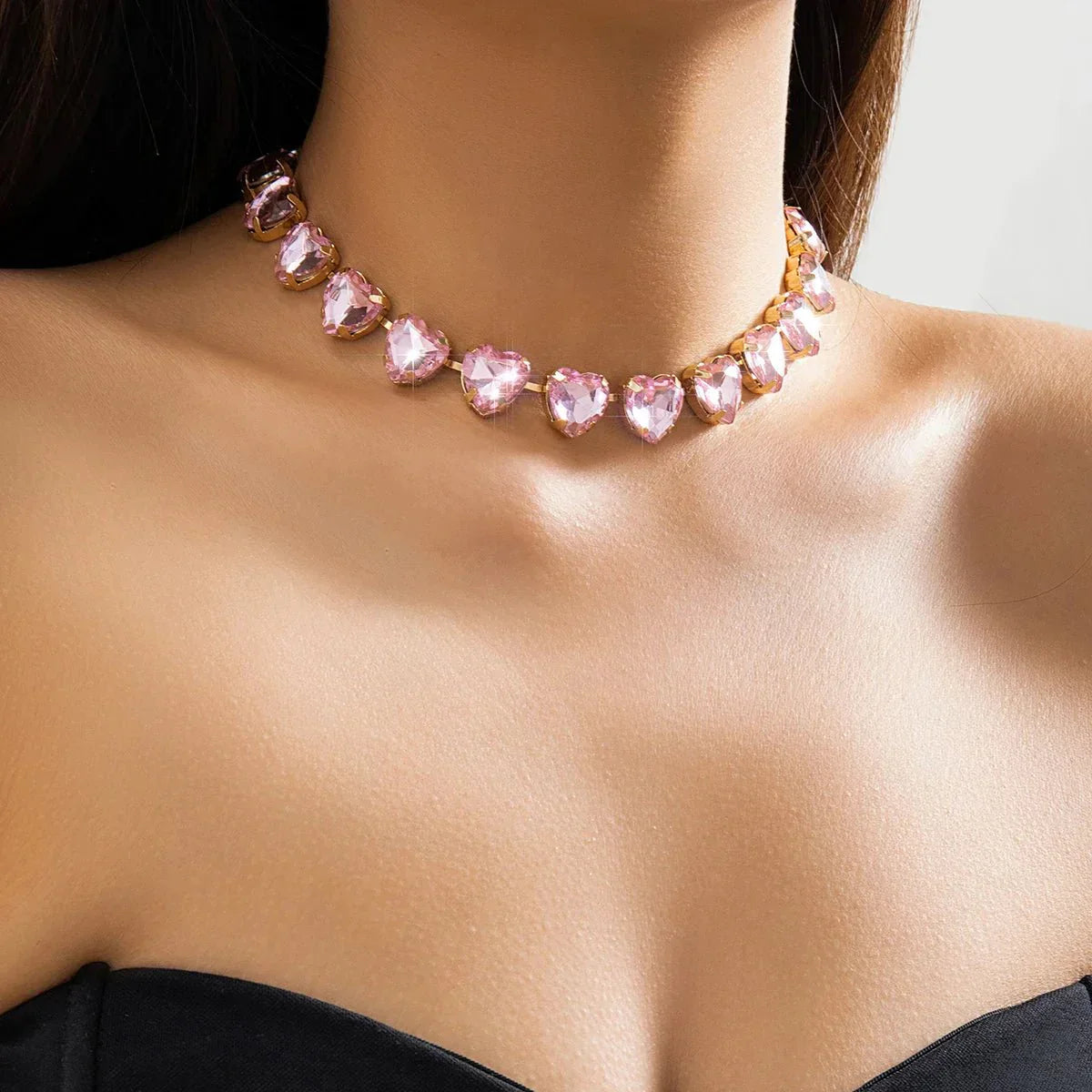Sparkling Crystal Love Choker Necklace - Cofik