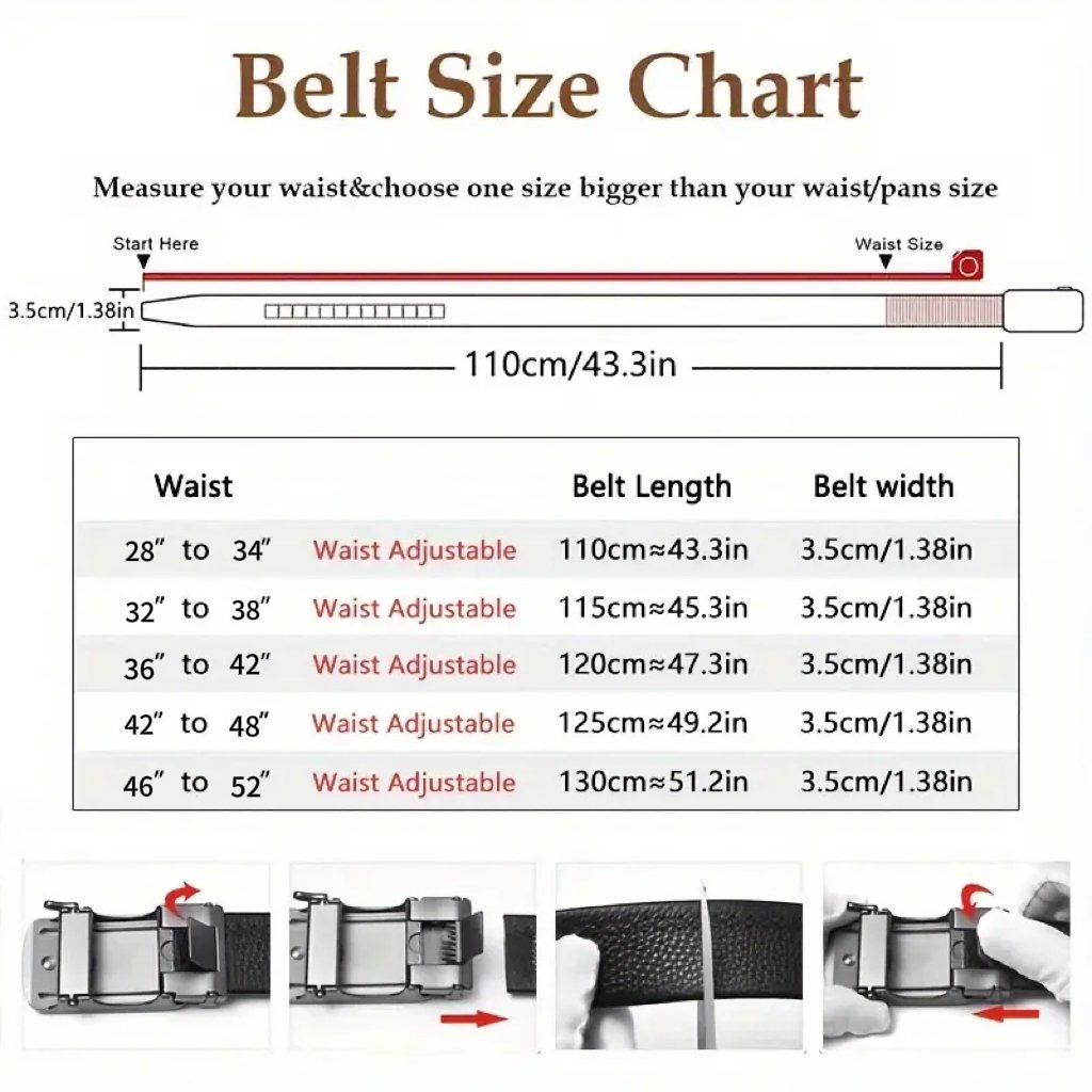 Genuine Leather Adjustable Ratchet Belt for Men