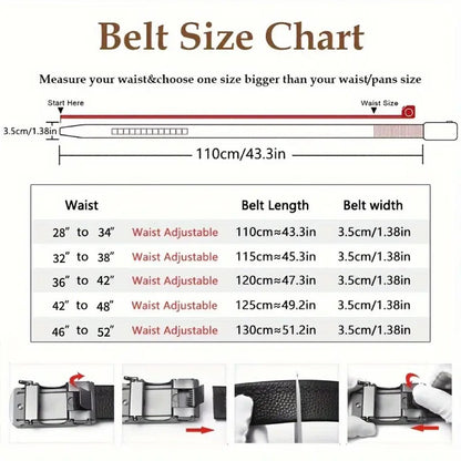 Genuine Leather Adjustable Ratchet Belt for Men