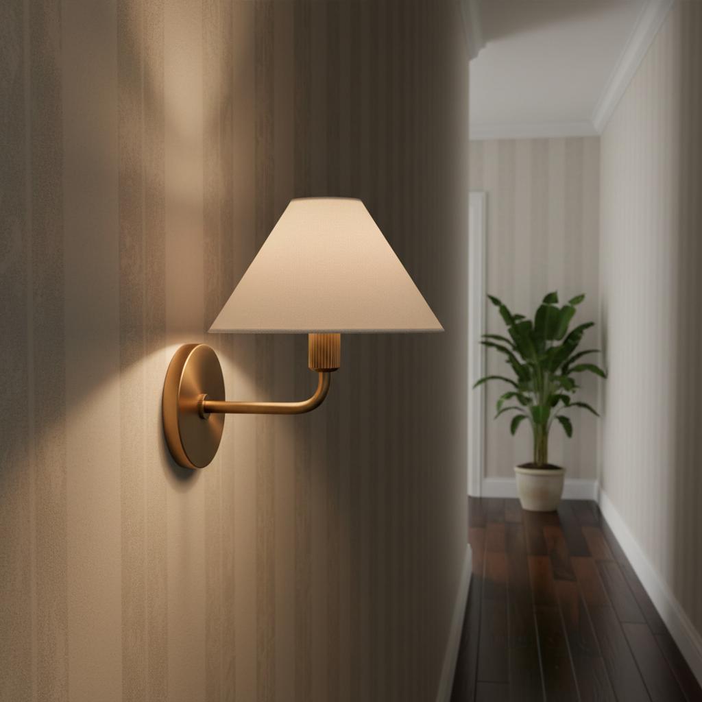 Modern Brass Linen Wall Light Fixture