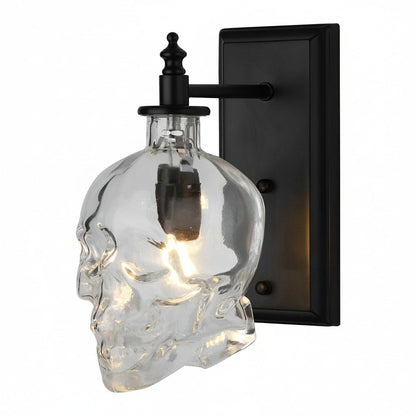 Edgy Metal Skull Wall Light - Dark Iron Decor Lamp