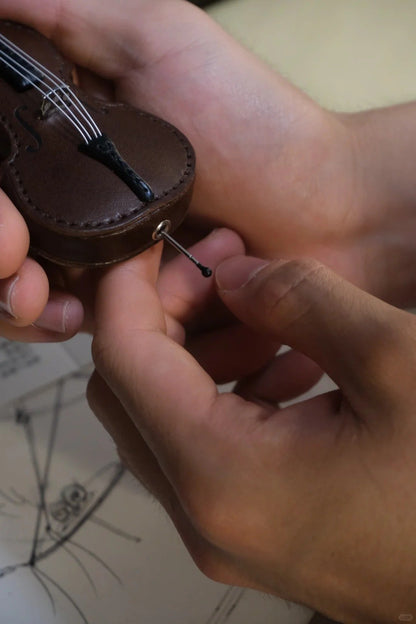 Genuine Leather Music Keychain Pendant