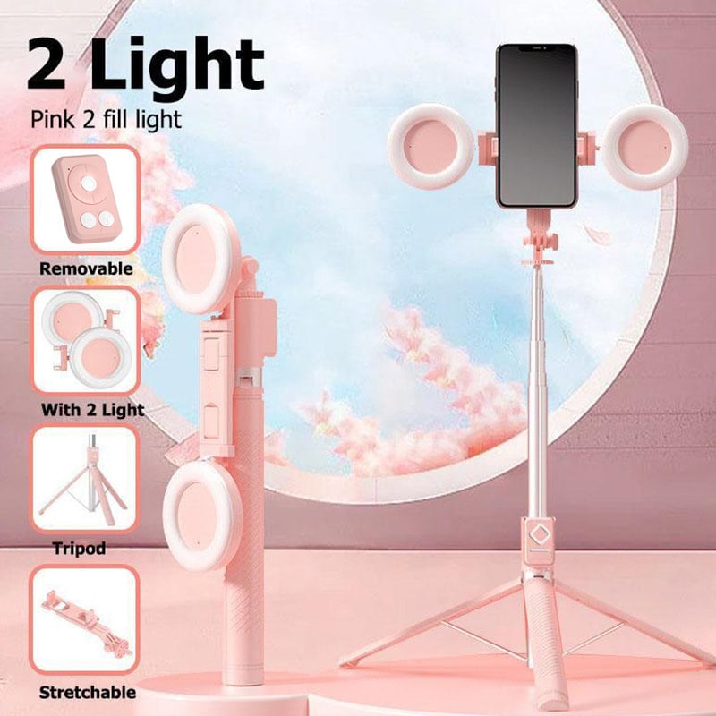 Portable 6in1 Selfie Stick With LED Light