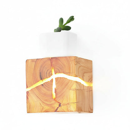 Rustic Wooden Wall Light – Natural Textured LED Sconce