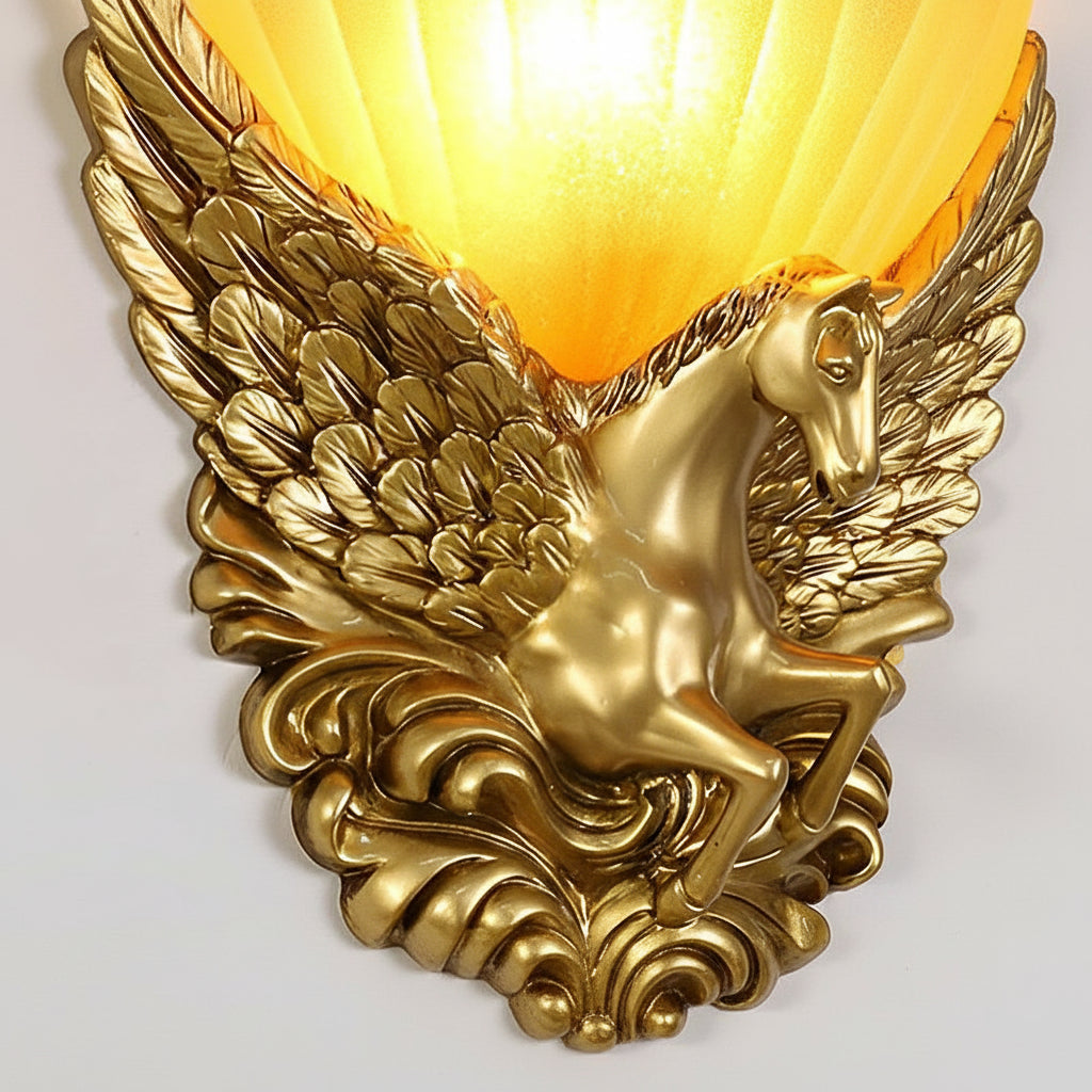 Retro Gold Horse Wall Light Fixture