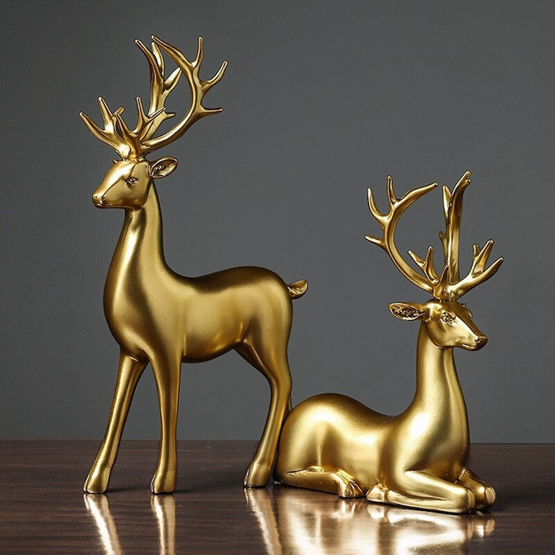 Lovely Pair Deer Ornament Figurines