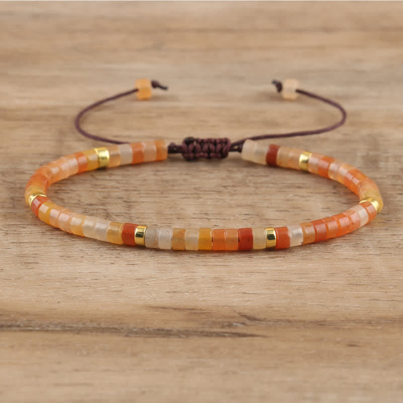 Bohemian Stone Beaded Bracelet with Natural Rollers