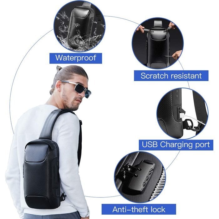 Waterproof Crossbody Bag with USB Charging Port