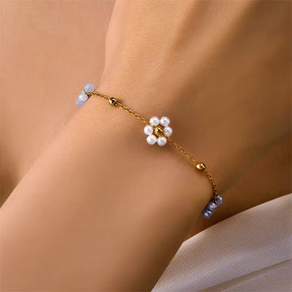 Delicate Flower Necklace and Bracelet Set