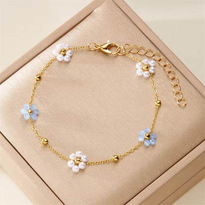 Delicate Flower Necklace and Bracelet Set