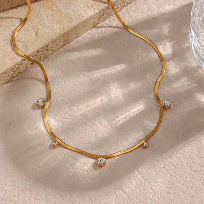 Delicate Silver Herringbone Chain Choker Necklace