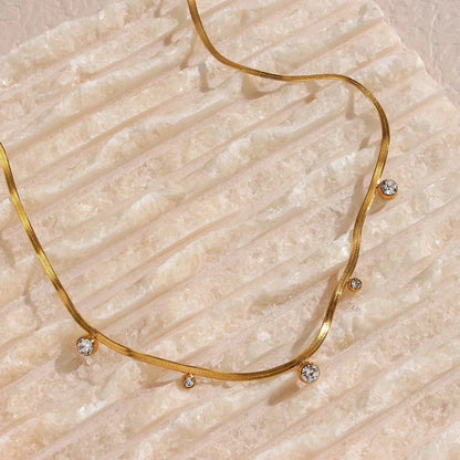 Delicate Silver Herringbone Chain Choker Necklace
