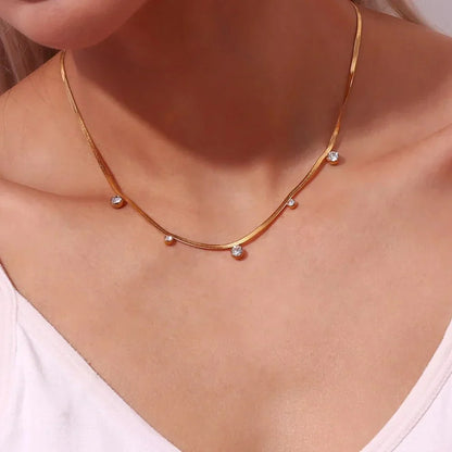Delicate Silver Herringbone Chain Choker Necklace