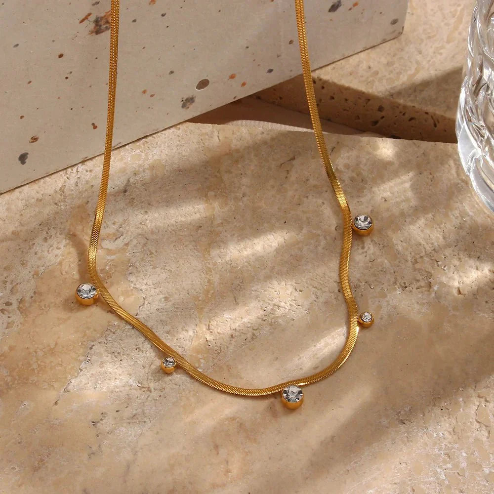 Delicate Silver Herringbone Chain Choker Necklace