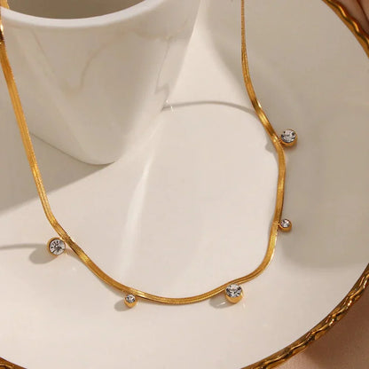 Delicate Silver Herringbone Chain Choker Necklace
