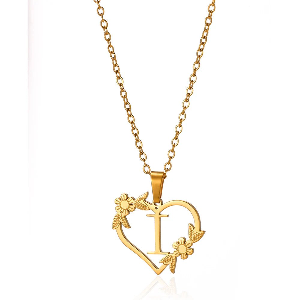 Delicate Flower Heart Monogram Necklace