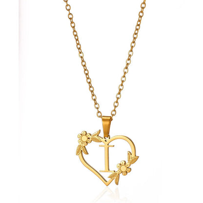 Delicate Flower Heart Monogram Necklace