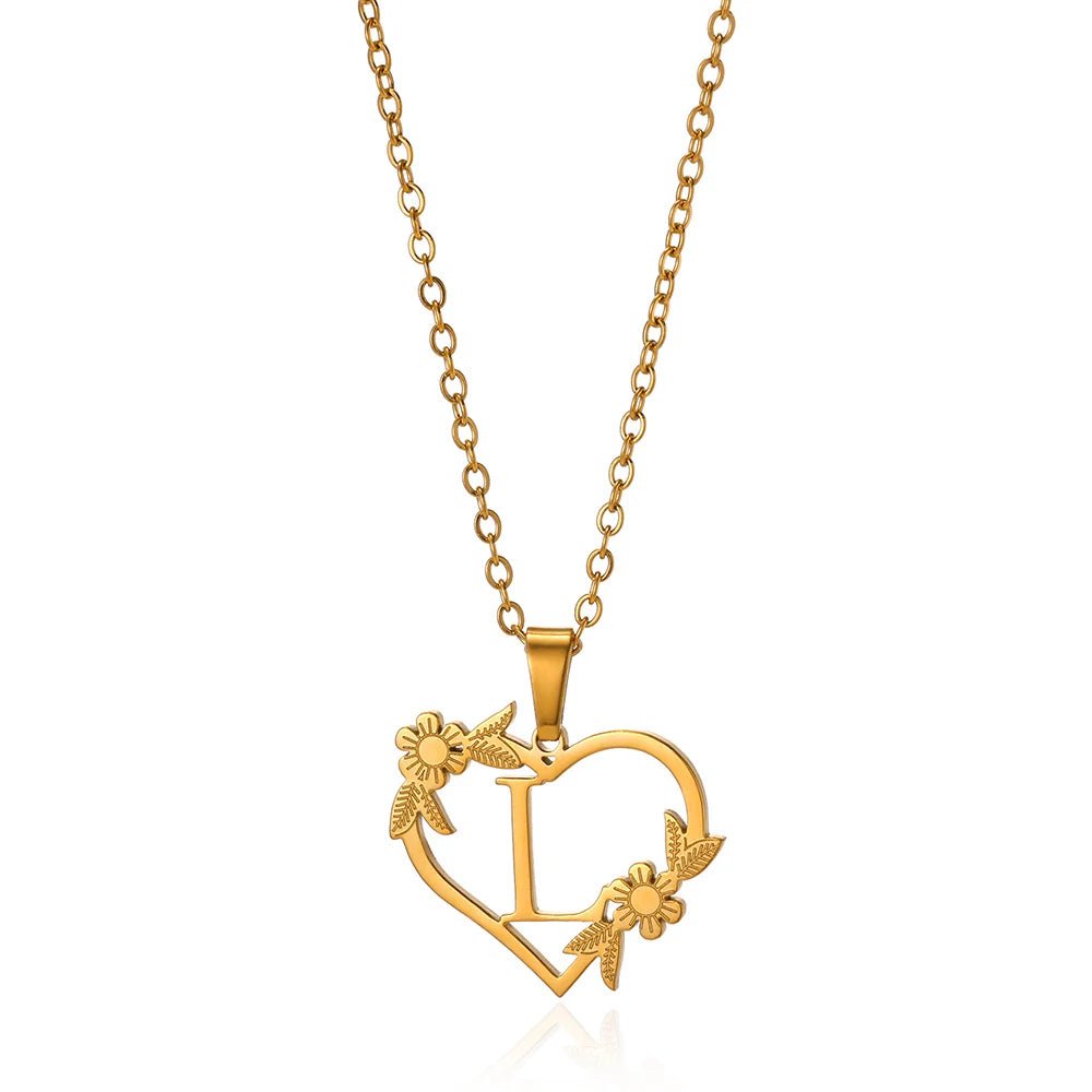 Delicate Flower Heart Monogram Necklace
