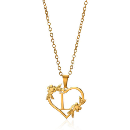 Delicate Flower Heart Monogram Necklace
