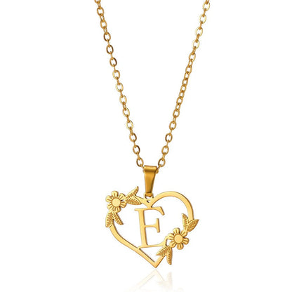 Delicate Flower Heart Monogram Necklace