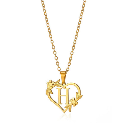 Delicate Flower Heart Monogram Necklace