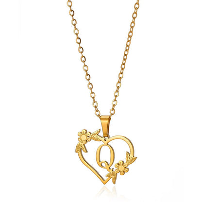Delicate Flower Heart Monogram Necklace