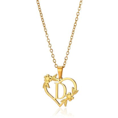 Delicate Flower Heart Monogram Necklace