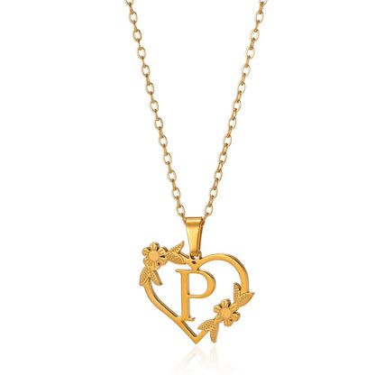 Delicate Flower Heart Monogram Necklace