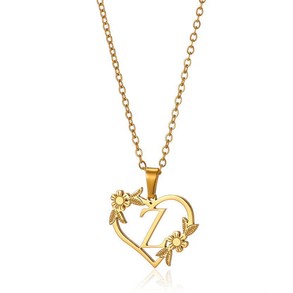 Delicate Flower Heart Monogram Necklace