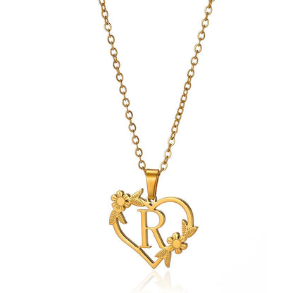 Delicate Flower Heart Monogram Necklace