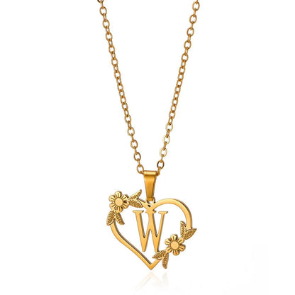 Delicate Flower Heart Monogram Necklace